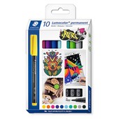STAEDTLER 318 LUMOCOLOR PERMANENT MARKER BULLET 06MM ASSORTED PACK 10