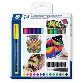 STAEDTLER 318 LUMOCOLOR PERMANENT MARKER BULLET 06MM ASSORTED PACK 14
