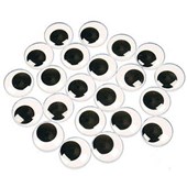 COLORIFIC ROUND MOVING EYES BLACKWHITE 25MM PACK 100