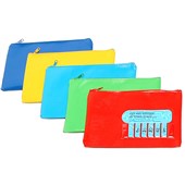 MARBIG SMALL NAME PENCIL CASE 225 X 140MM PVC CLOTH BACKED ASSORTED COLOUR