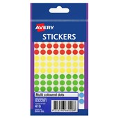 AVERY 932291 MULTIPURPOSE STICKERS CIRCLE 8MM ASSORTED PACK 416