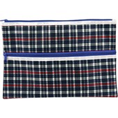 CELCO JUMBO TARTAN PENCIL CASE TWIN ZIP 375 X 264MM
