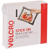 VELCRO BRAND STICKON HOOK AND LOOP TAPE STRIPS 20MM X 5M WHITE