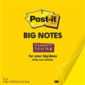 POSTIT BN11 SUPER STICKY BIG NOTE 279 X 279MM BRIGHT YELLOW 30 SHEETS