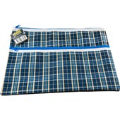 OSMER JUMBO PENCIL CASE TWIN ZIP 375 X 264MM TARTAN