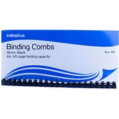 INITIATIVE PLASTIC BINDING COMB ROUND 21 LOOP 16MM A4 BLACK BOX 100
