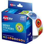 AVERY 698010 MERIT STICKERS ANIMALS DISPENSER PACK 400