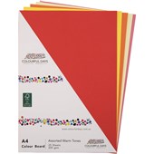 COLOURFUL DAYS COLOURBOARD 200GSM A4 WARM ASSORTED COLOURS PACK 25