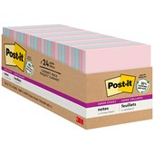 POSTIT 65424NHCP SUPER STICKY RECYCLED NOTES 76 X 76MM WANDERLUST CABINET PACK 24