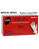 VINYL GLOVES NATURAL MEDIUM POWDER FREE BOX 100