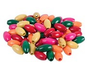 BEADS WOODEN OVAL 14X25MM 100S ASST