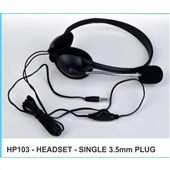HEADSET WITH MIC  VOLUME CONTROL SINGLE 35MM PLUG