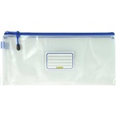 OSMER MEDIUM MESH PENCIL CASE 340 X 150 CLEAR BLUE ZIP