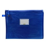 OSMER TINTED BLUE MESH PENCIL CASE A4 360 X 270 CLEAR BLUE ZIP