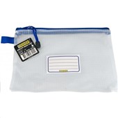 OSMER MESH PENCIL CASE A5 260 X 200 CLEAR BLUE ZIP