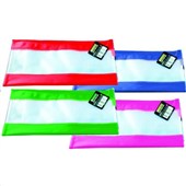 OSMER LARGE PENCIL CASE PVC MESH WITH 4 COLOURED BANDS 350 X 180MM