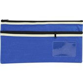 OSMER LARGE POLYESTER NAME PENCIL CASE TWIN ZIP 350 X 180MM BLUE