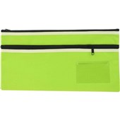 OSMER LARGE POLYESTER NAME PENCIL CASE TWIN ZIP 350 X 180MM GREEN