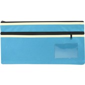 OSMER LARGE POLYESTER NAME PENCIL CASE TWIN ZIP 350 X 180MM LIGHT BLUE