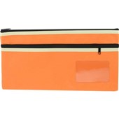 OSMER LARGE POLYESTER NAME PENCIL CASE TWIN ZIP 350 X 180MM ORANGE