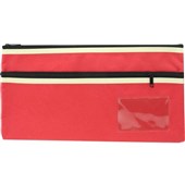 OSMER LARGE POLYESTER NAME PENCIL CASE TWIN ZIP 350 X 180MM RED